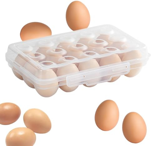 lomdung Boîte à Œufs, Boîte à Œufs pour 15 œufs, Boîtes de Rangement pour Egg, Egg Distributeur avec Couvercle, Plateau à Eggs en Plastique avec Couvercle, Transparent, pour Cuisine, Voyage, Camping
