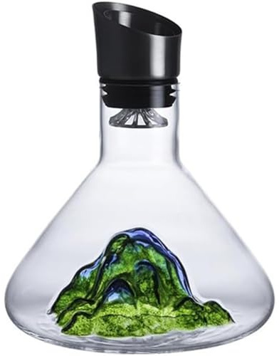 Decantador de vino, Iceberg Decanter 1800ml Stainless Steel Filter Hand Blown Crystal Glass Wine Gift Set(B)