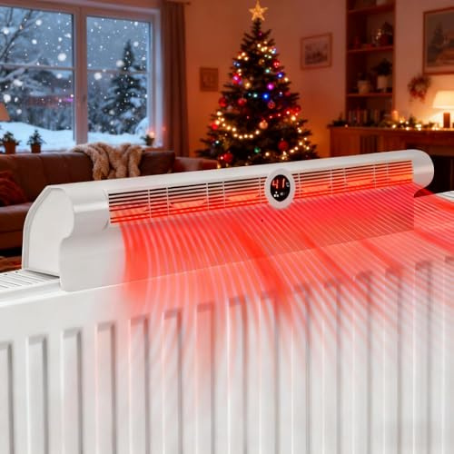 Eikuavons Radiador ventilador blanco – Distribuidor de calor eficiente con 6 ventiladores, función automática de encendido/apagado, regulación de 3 niveles, LED RGB y mando a distancia para una rápida