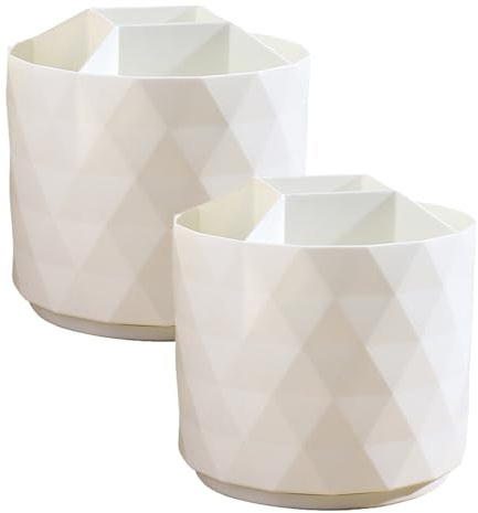 Pyuyan 2 Pezzi Portapennelli per Trucco Girevole a 360°, Portapenne 360°, Per Tavolino da Toeletta, Camera da Letto, Bagno, Ufficio, Scuola, Articoli per Belle Arti (Bianco)