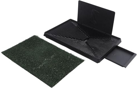 Hamwesh Almohadillas para Orinar para Perros, Almohadilla de Entrenamiento para Orinal de Césped Artificial Reutilizable Lavable de 3 Capas, Almohadillas para Cachorros con Bandeja para Uso en