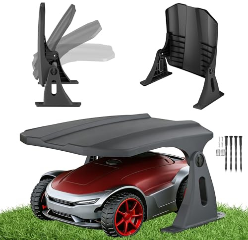 UISEBRT Mähroboter Garage mit Klappdach,Faltbares Wetterfestes Rasenmäher Roboter Schutzdach, UV-beständig, Regenfest, Winddicht, Schneefest Universelle Überdachung, 67x62.5x40 cm, Schwarz