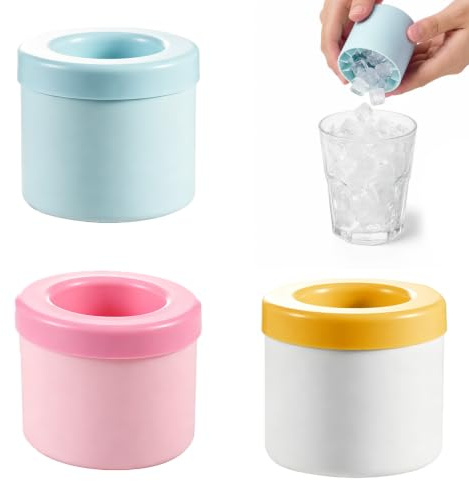 Set di 3 Stampi per Cubetti di Ghiaccio in Silicone, con coperchio Rimovibile, Riutilizzabile, Ghiaccio Stampo, per Cocktail, Caffè e Bevande
