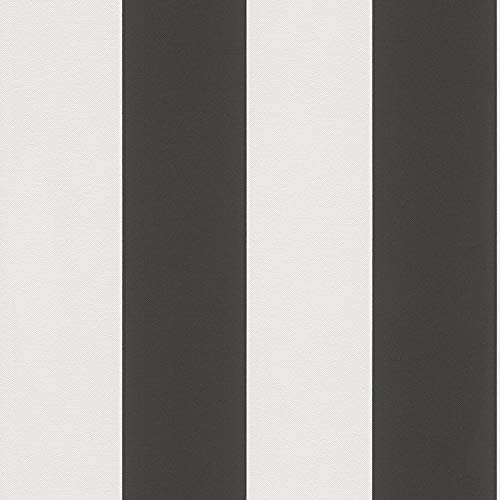 Papier peint intissé rayures 334213 33421-3 A.S. Création Elegance 3 | Noir/Anthracite | Rouleau (10,05 x 0,53 m) = 5,33 m²