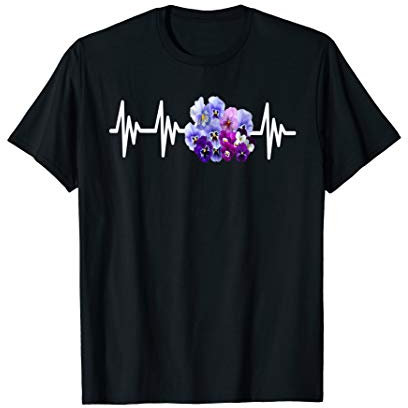 Blumen Stiefmütterchen Herzschlag EKG Gärtner T-Shirt