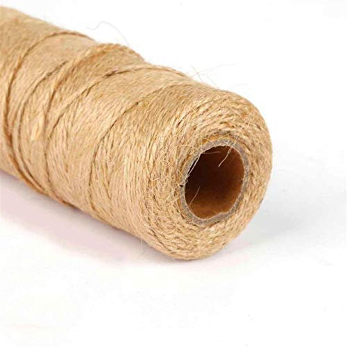 Cqinju-Natural Yute Cordel 100m Rollo arpillera Jute cordón cordón cáñamo Cuerda Cuerda Ancho Abrigo rústico Regalo Embalaje Cadena decoración de la Boda, Cuerda de Embalaje Duradera