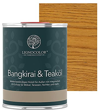 Lignocolor Teaköl | Holzöl für Gartenmöbel und Holz im Außenbereich | schützt und pflegt Holz (1 L, Eiche)