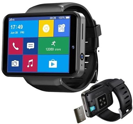 DM101 Montre Intelligente 4G avec Écran Tactile 2.41'' 1 Go + 16 Go, Batterie 2080 mAh, Double Appareil Photo, GPS WiFi Bluetooth Android Smartwatch pour Homme (Noir)