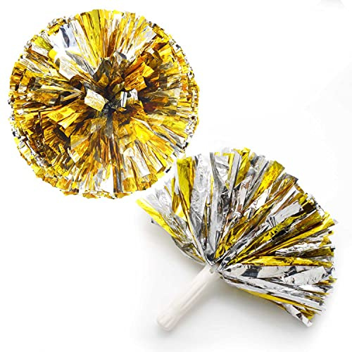 AMONENZ 2 Piezas Cheerleading Pompones, Pompones de Lámina de Metal, Flor de Mano de Animadora, para Porristas Deportivas, Eventos Deportivos, Espectáculos de Teatro