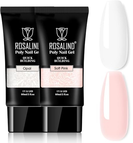 ROSALIND Poly Extension Nägel Weiß Rosa Verstärkung Reparatur Gel 2pcs 60ml | Quick Extension Builder Acrylic Nagelgel Nagelverlängerung Gel Polish Starter Set für Nail Art