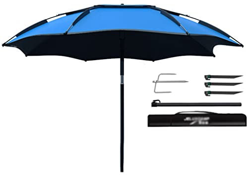 DUNAKE Sonnenschirm Balkon, Gartenschirm Wasserdicht Marktschirm Sonnenschirm Terrassenschirm Mit 360 ° Universal Drehung, Regenschirmtasche, Für Inground Hinterhof (Color : Blue, Size : 2.6m/8.5ft)