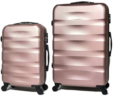 CELIMS - 2-teilige Koffersets | Kabinenkoffer + Großer Koffer | 55x40x20cm Handgepäck + großer Koffer 4 Räder leicht | Koffer-Set | Roségold