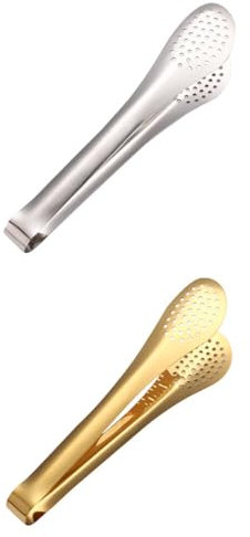 2 Stk lebensmittelzange aus edelstahl eiswürfelzange küchenzange spargelzange wurstzange fischzange nudelzange BBQ-Zange Grill Steak Kochzubehör Food-Clip Buffet Rostfreier Stahl