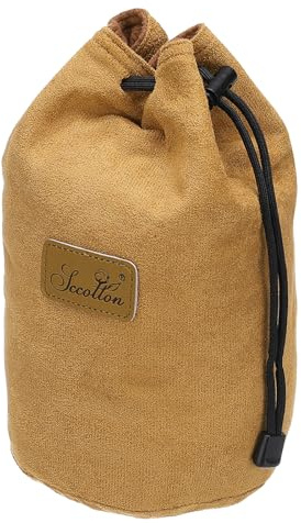 PATIKIL Pochette Souple, Taille L, Étui de Protection Antichoc avec Cordon de Serrage en Flanelle Compatible avec Les Objectifs d'Appareil Photo Nikon, Couleur Kaki (Ronde)