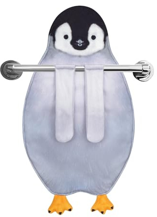 Toalla Pingüino Colgante para Cocina y Baño, Regalo Original de Animales | Diseño de Pingüino con lazo para colgar, práctico en cocina y baño; detalle divertido para Navidad, cumpleaños o inauguración
