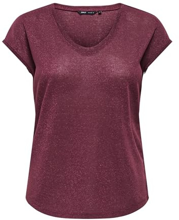 Only ONLVIC - Camicia da Donna a Maniche Corte in Tinta Unita, Bordeaux, M