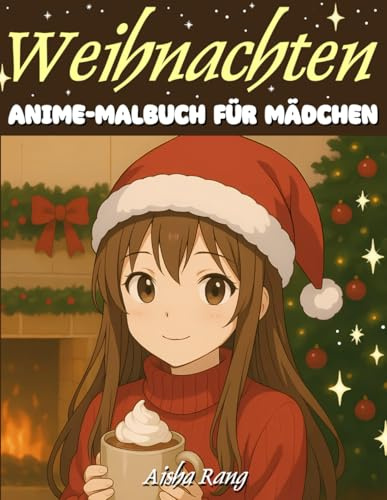 Weihnachten – Anime-Malbuch für Mädchen: 50 gemütliche Weihnachts-Malvorlagen im Anime-Stil für Mädchen | Kräftige & einfache Konturen für Entspannung & Achtsamkeit