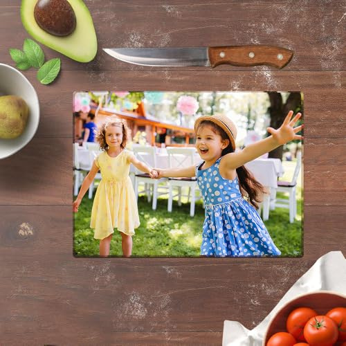Personalised Glass Worktop Saver Protector Chopping Board Custom Glass Frame Photo Text Customized Photo Gift Picture Glass Placemat Table Place Mat Parents Wedding Anniversary and Housewarming Gift