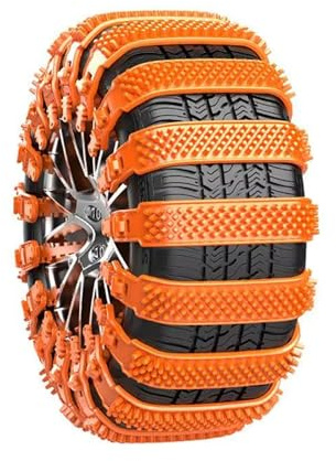 LECREA 10 Pièces Chaînes Neige Auto pour Abarth 595 695 124 Spider 500 Punto, Chaînes Antidérapantes pour Pneus, Adhérence Améliorée sur Neige et Verglas, pour Boue, Sable, Neige, Glace,A Orange