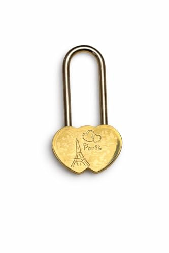 Cadenas Coeur Gravé Pairs Tour Eiffel - Sans Clé à Usage Unique, une seule chance de se cadenacé au bon endroit. Ideal pour le pont des Amoureux, Saint Valentin et Mariage.
