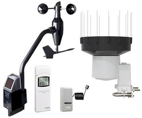 ECOWITT GW1202 WLAN-väderstation, 4-i-1-uppsättning med soldriven trådlös utomhussensor WS68 + regnmätare WH40H + gateway GW1200 + temperatur- och fuktighetssensor WN32 för hem och trädgård