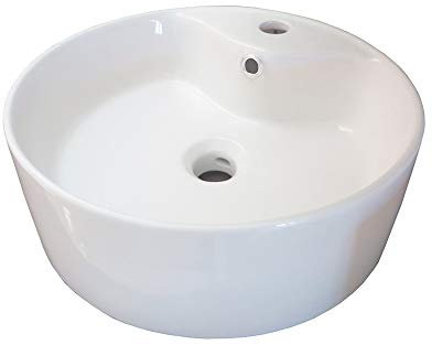 VE.CA.s.r.l. - Lavabo da Appoggio Leon 41 - In Ceramica Bianca - Arredo Bagno Casa - Design di Alta Qualità - Facile da Installare - Finitura Bianco Lucido