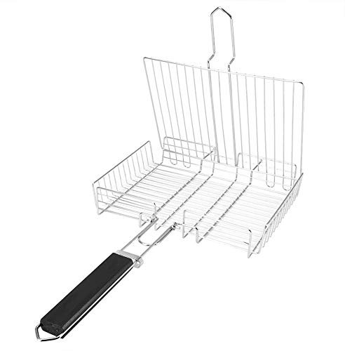 Grill-Netz, tragbarer Edelstahl-Grillkorb, BBQ-Zubehör, faltbarer Grill-Grill für Fisch, Huhn, Gemüse
