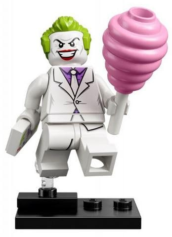 LEGO Minifigur: Joker im weißen Anzug (aus der Sammelfiguren Serie DC Super Heroes) mit Zubehör