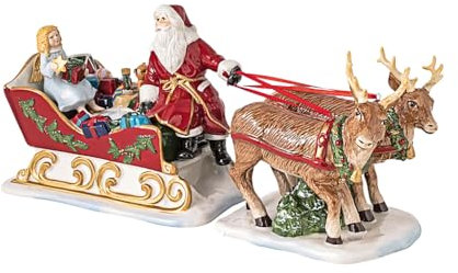 Villeroy & Boch - Christmas Toy's Memory Schlitten, dekorative Figur aus Hartporzellan, für Teelichter geeignet, bunt, 36 x 14 x 17 cm