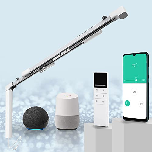 TIPIACE Hard-Wired Motorized Smart Telescopic Curtain Track (L 170-300cm) | Remote Control & Tuya Smart Home, Works with Alexa/Google Home for voice control, Retractable Design for Flexible Sizing