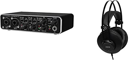 Behringer U-PHORIA UMC204HD, scheda audio/interfaccia MIDI 2x4 USB, 24-Bit/192 kHz, con preamplificatore microfonico Midas per audiofili & AKG K52 Closed Back Cuffie, Nero