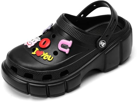 Sunporx Platform Clogs for Women High Thick Soled Classic Garden Clog Shoes Comfortable Breathable Slip on Beach Indoor Outdoor Sandals