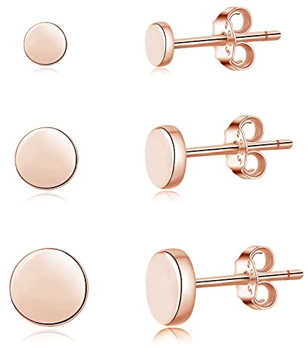 Loutade Silber Damen Ohrstecker Ohrringe, 3 Paare 925 Sterling Silber Round Flach Ohrstecker Set, 4/5 / 6mm Klein Scheibe Ohrstecker für empfindliche Ohren, Unisex Knorpel Tragus Helix Ohrstecker