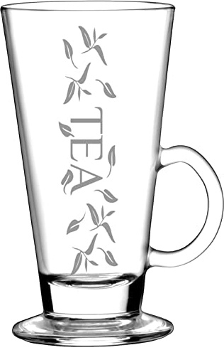 BergWald TEEGLAS 12 Stück - 260ml Gläser mit Henkel für Tee Spülmaschinengeeignet - mit Lasergravur - Gastroglas