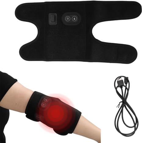 Uppvärmt armbågsskydd, uppvärmt armbågsskydd smärta fettlindring justerbar varm kompressionsterapi vibrationsmassage armbågsmassage uppvärmt knäskydd wrap