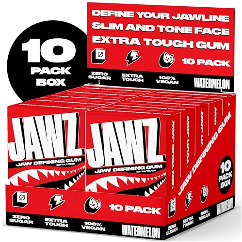 Jawline Chewing Gum (fornitura per 4 mesi) Anguria - Definisci la tua linea della mascella, snellisci e tonifica il tuo viso - Esercitatore facciale per uomini e donne - Gomma dura senza zucchero (10