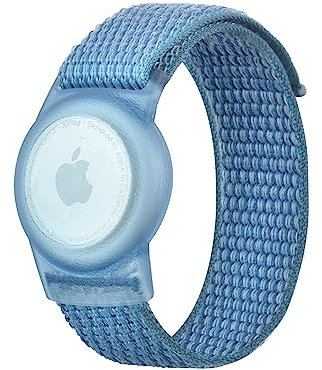 Nylon Airtag Armband Kinder, AirTags Weiche Silikon-Uhrenarmbänder, Nylon Bracelet für AirTag, GPS-Tracker-Uhrenarmband, Anti-Kratz-Schutz für die Positionierung des Airtag-Tracking-Armbands (Blau)