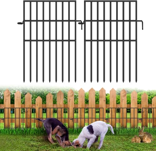 FOKEP Animal Barrier Fence, 25 Panels No Dig Fences, 17in(H) X 27ft(L) Garden Fence Animal Barrier for Rabbits and Dog Under Fence Barrier, Rustproof Metal Fences Border for Outdoor, Yard, Patio