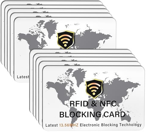 SaiTech IT 10 Pack RFID Blocking Card NFC Contactless Debit/Credit Card ATM Passport Protector ideal for Men & women slim with World map design perfectly fit in wallet(White)