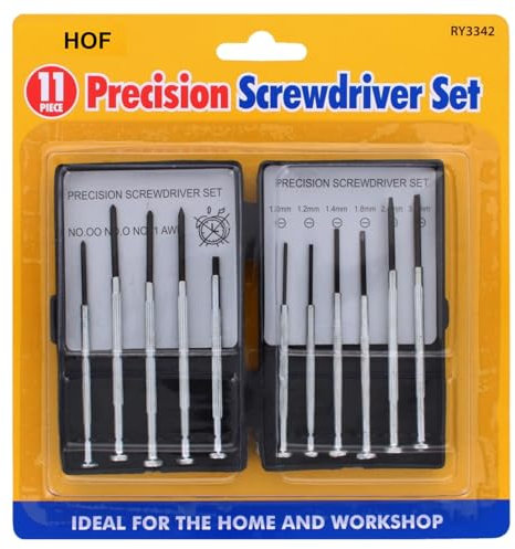 (HoF)® Lot de 11 mini tournevis de précision interchangeables Torx pour ordinateur portable, Switch, PS4, Xbox, MacBook, iPhone, sonnette, montre, bijoutiers, réparation de lunettes de soleil