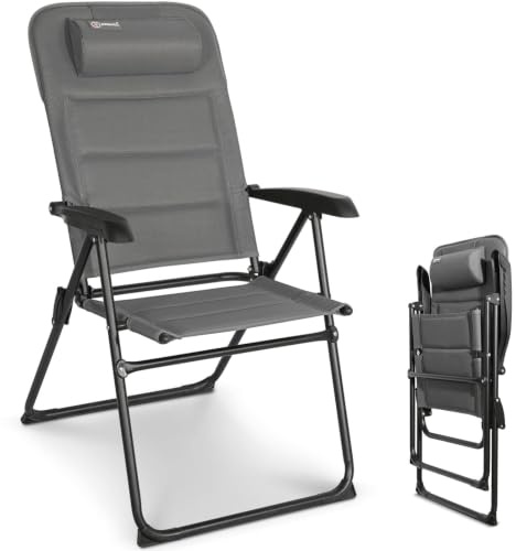Homecall Campingstuhl Faltbar Bis 150kg,Gartenstuhl Klappbar(Olefin) | Hochlehner - Faltbar Balkonstuhl Gartensessel Outdoor Anti-UV & Wasserdicht 5-Fach Verstellbare Rückenlehne mit Armlehne