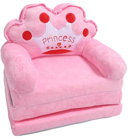 Walfront Couchbett Kindersofa für Kleine Mädchen, Niedliches Bodenkissen Mini Sofa, Armlehnensofa, Prinzessinnen Tiara Kindersessel, Ausklappbarer Kleiner Stuhl (Falten in Dritteln)