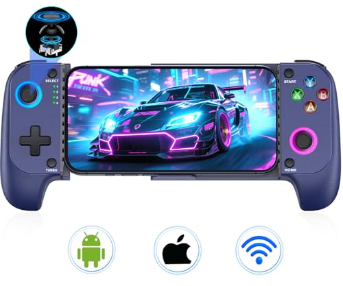 Controller di gioco mobile per iPhone/Android, custodia per telefono wireless, controller da gioco con joystick Hall adatto per Xbox Game Pass, Steam Link, Roblox, Call of Duty e altro, blu