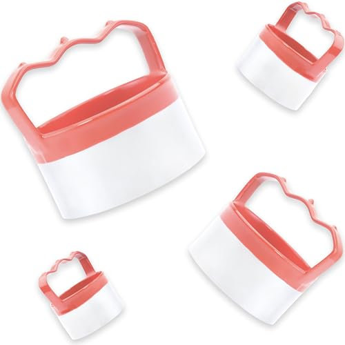 4-Piece Round Cookie & Biscuit Cutters Set - Ergonomic Design, Red Silicone Grip, 0.4mm Stainless Steel, Ideal for Baking Fun Treats, Sizes: 2.5, 3, 3.5, 4