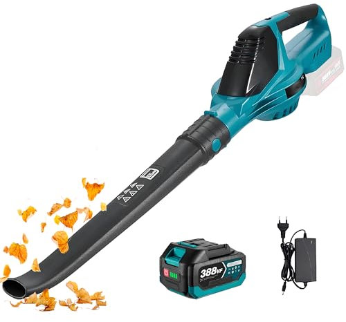 Leaf Blower Cordless,136 MPH Maximum Air Speed,5 Speed Modes Battery Leaf Blower,5500W Powerful 28000RPM Brushless Lightweight Electric Garden Blower for Leaf Dust Snow (Black With 1 Batteries)