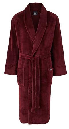THE SAVILE ROW COMPANY LONDON Men's Lightweight Super Soft Warm Fleece Bath Robe Dressing Gown - Burgundy - Medium