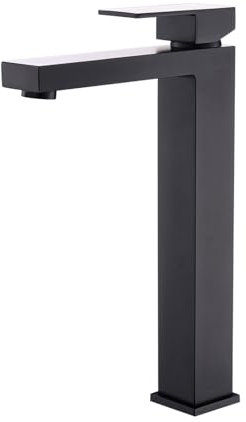 JNVFTCUX Grifo de baño Negro Mate, Grifo de Fregadero de Recipiente Alto con una Sola manija, Grifo de baño, Grifo Mezclador for Lavabo