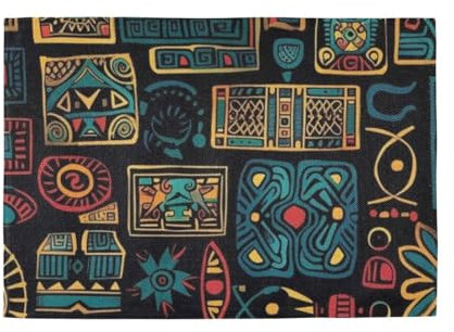 Vintage Style Colorful Geometrics Nonslip placemats for Dining Table Kids Reusable placemat placemats Fabric Washable underplate mat Outdoor placemats 6 12x18
