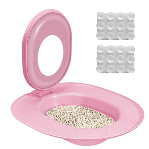 Kit di addestramento per gatti – Box Sand Trainer | Sedile per addestramento WC per gatti | Riutilizzabile per l'igiene del gatto, sedile per orinatoio per la pulizia degli animali domestici, insegna