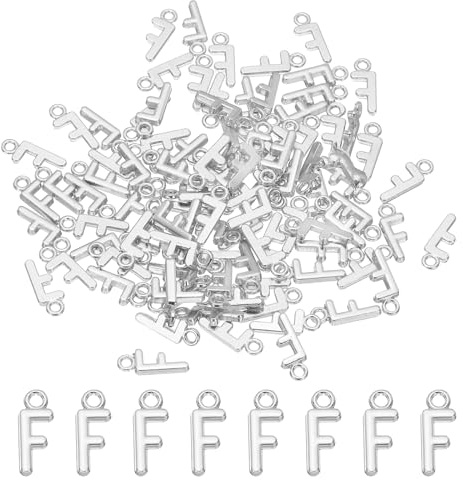 PATIKIL Ciondoli Alfabeto, 100 Pcs Ciondoli per Braccialetti Letterae Fai Da Te Per Creazione di Gioielli Orecchini Collane Portachiavi Artigianato, Argento Scuro, Lettera F